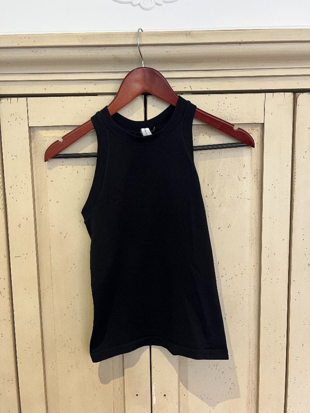 Athleta Renew Racerback Tank Black Seamless Ribbed High Neck Tank Top XXS